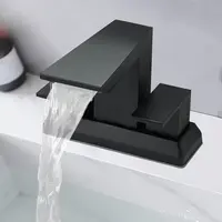 BESy Bathroom Sink Facuet Centerset 4 Inch Bathroom Faucet for 3 Holes, Matte Black Bathroom Vanity Faucet Set Two 2 Handles 3 Holes with cUPC Supply Hoses, Deck Mounted, Modern Classic
