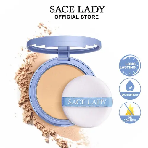 SACE LADY Talc-Free Oil Control Matte Setting Powder Compact - Waterproof, Long-Lasting, Silica-Infused, Cruelty-Free for Adults, 04 Medium Tan, with Puff, Airbrush Flawless Translucent Finish, Face Powder Container (Summer Finds)