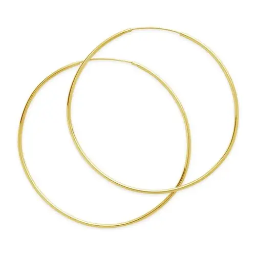 Sterling Forever Female Classic Loop Earrings - 2.75in(68mm) 2mm Tube Infinity Gold Hoops, Gold/Rhodium-Plated Rhodium Brass, Versatile Everyday Round Hoop Earrings
