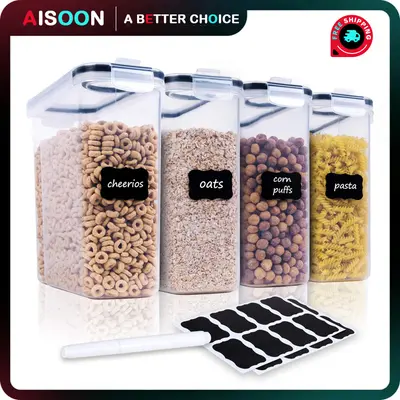 AISOON 4-Pack Stackable Airtight 3D Printer Filament Storage Boxes for 1KG Spools - Transparent Dustproof Organizer with Lid, 8 Labels & Marker for Easy Labeling, Airtight Seal Design