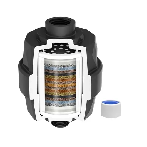 Hibbent 20-Stage Vitamin C Showerhead Filter, G1/2" Universal Fit High-Output Water Softener with Activated Carbon - Chlorine Removal, Fluoride Reduction, Dry Itchy Skin Relief, Acts as Moisturizer, Balances pH Levels, Matte Black