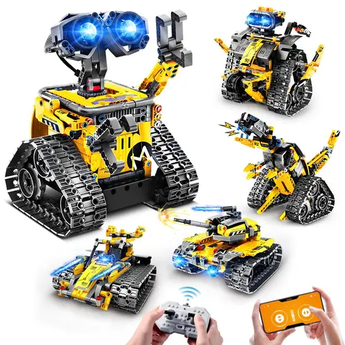 INSOON 5-in-1 Robot Building Set, RC Wall Robot/Engineer Robot/Mech Dinosaur, Remote & APP Controlled STEM Toys for Boys & Girls 6-12 (520 Pcs)