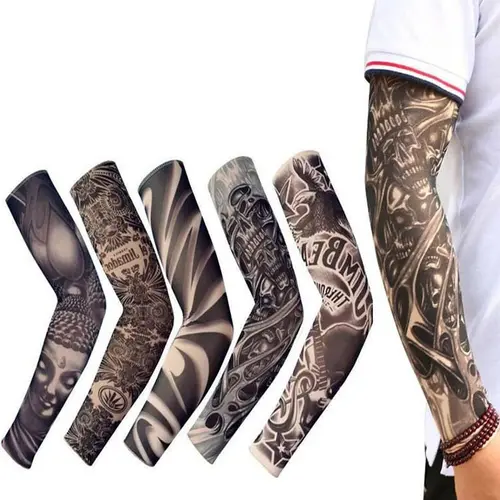 6PCS Cooling Tattoo Art Arm Sleeves Cover UV Sun Protection Sport Outdoor activities Set