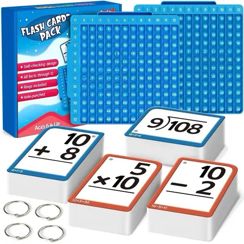 Torlam Colorful Math Manipulatives - Washable Silicone Board, Multiplication Flash Cards, Times Table Chart, POP Fidget Chart, Math Learning Tools, Sensory Screen-Free Fidget Toys for 1st-6th Grade Kids,back to school