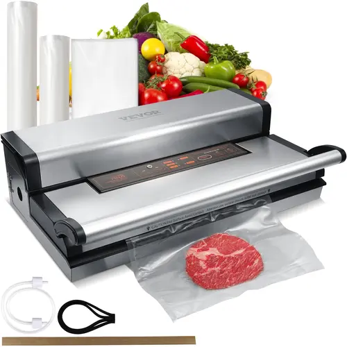 【toolupgrade】VEVOR 95kPa Deep Vacuum Sealer Machine, Dual Pump & Dual Sealing, Auto or Manual Control, Seal Time & Strength Adjustment, Dry/Moist Food Storage, Built-in Cutter, Seal Bags & External Hose, Food Preservation Solutions, Kitchen Appliances