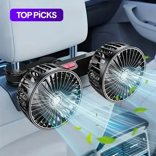 Adjustable Car Backseat Fan, Dual-Head Electric Fan, Strong Wind USB Car Fan with 360-Degree Rotation and Large Air Volume for Rear Seats, Summer Essential #GLOBAL PICKS