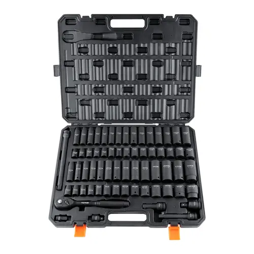 【toolupgrade】VEVOR Impact Socket Metric Set, Cr-Mo Alloy Steel Socket Wrench Set, Various Specifications, Auto Repair Car Tools with Extension Bars, Universal Joint Adapter & Lockable Storage Case, Father's Day Gift