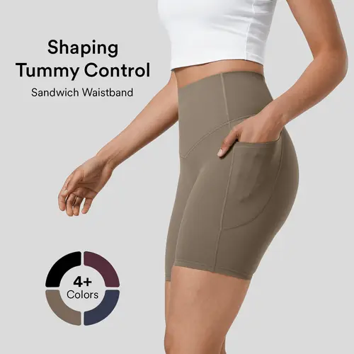 Halara UltraSculpt High Waisted Tummy Control Pocket Shaping Training Biker Shorts 5'' #BackToSchool