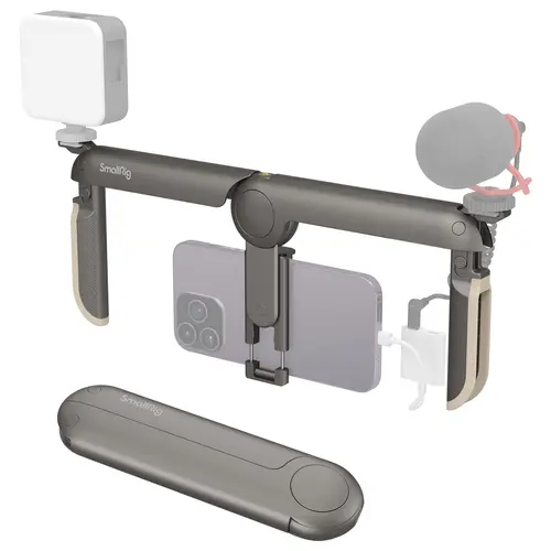 SmallRig 4047 Foldable Universal Nylon Phone Cage - Stabilizer Camera, Folding Handle, Mic & LED Ready, Thread Mounts, Tripod Stand, Vlogging Tripod for Content Creators, iPhone17 Pro/MAX, Samsung & Android Phones