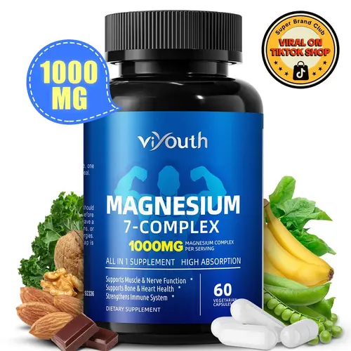 Viyouth 1000mg Magnesium Complex - 10 Elemental Magnesium Complex & Zinc for Calming Sleep & Relax - US Made - Dietary Supplement for Hair Health Digestive Detox & Cortisol Balance-3rd Party Tested Tablets Fitness, magnesium glycinate Vitamin Healthcare