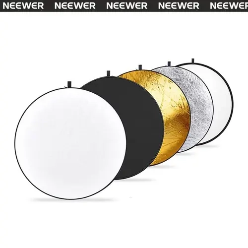 NEEWER 5-in-1 Collapsible 19.6 inches Round Photo Lighting Reflector - Steel Frame, Softer Translucency, Easy Spread and Fold Camera Accessory for Content Creator Photography