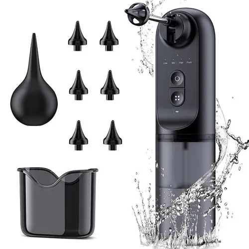 Electric Ear Wax Removal Tool, Water Powered Ear Cleaner, Ear Cleaning Kit with 6 Tips, 4 Pressure Settings, Ear Wax Cleaner, Effective for Ear Wax Buildup, Black/Pink, MothersDayGift,back to school,back to school haul