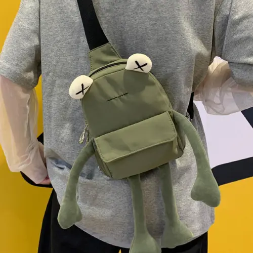 Women's Cute Cartoon Frog Design Chest Pack, Casual Novelty Crossbody Fanny Pack, Fashionable Zipper Sling Pack for Daily Use, Versatile Bag, Lightweight Crossbody Bag, Crossbody Purse, Crossbody Shoulder, Crossbody Shoulder Purses, Zipper Bum Bag