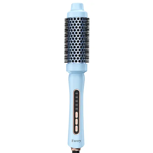 Farery 1.5 in Thermal Curling Iron Brush - Hair Styling Tool, Adjustable Temp, Dual Voltage DIY Hair Styler, Frizz-Control Beauty Products, Blowout, Salon-Style 90s Volume Curler