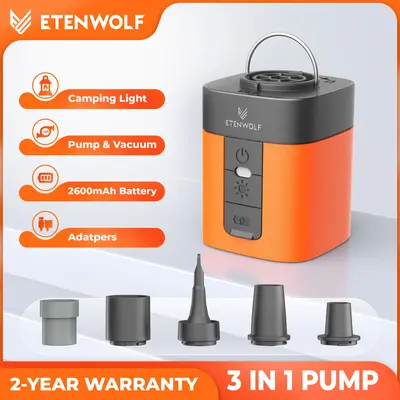 Portable Mini Air Pump for Air Mattress & Pool Floats, Fast Inflate & Deflate Camping Pump with LED Light, Rechargeable Travel Pump ETENWOLF AIR3 Inflatable Sleeping Bag Air Bed Airbeds tiktokshopspringglowup,summervibes,summerwins summerwins,father'sdayg