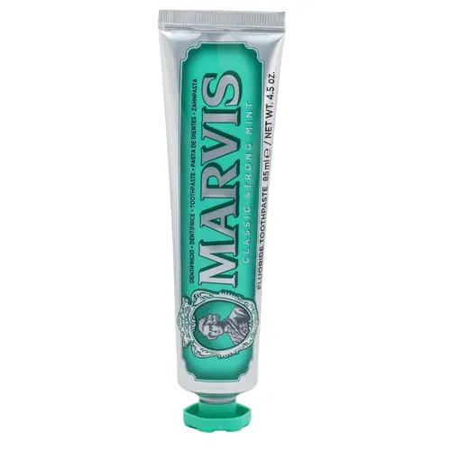 Marvis Classic Strong Mint Teeth Toothpaste - 3oz (50g) Alcohol-Free Scented Oral Cleansing Daily Care, Italian Formula for Fresh Breath, 12-Month Supply, Aluminum-Packaged Single Item