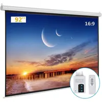VINGLI Motorized Projector Screen with Remote Control, 92in 16:9 (80"x45") Smooth Matte Surface, Wrinkle-Free, Dent-Free, Even Light Spread, for Home Use, Office Classroom, Classroom Training