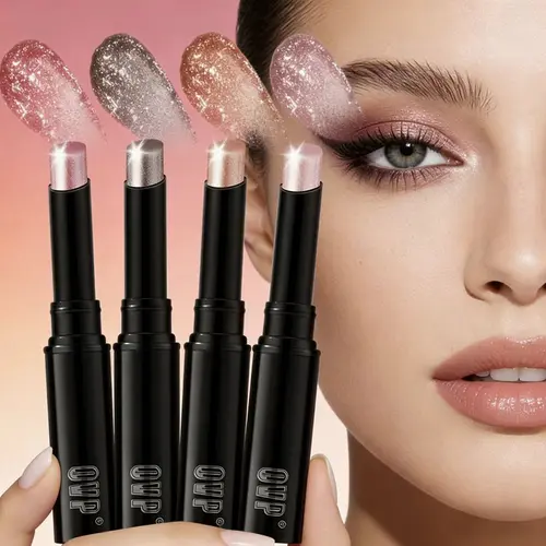 OVP 4-Color Hydrating Glow Eyeshadow Stick Set Moisturizing Pearl Eyeshadow Sticks for Makeup Enthusiasts Ideal for Dry Eyelids and Makeup Lovers Easy-to-Use Twist Mechanism - Moisturizer, Glitter Palette, Cosmetic