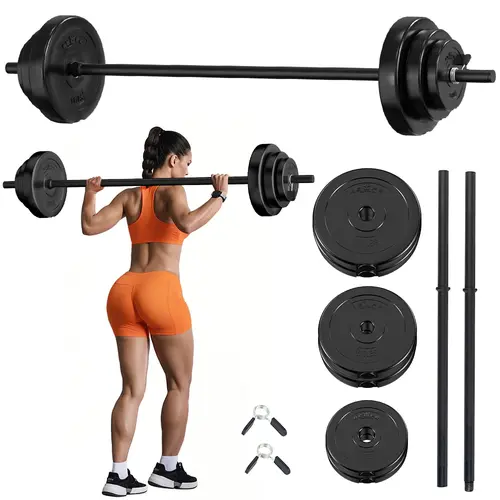 Relife Adjustable Barbell Weight Set for Home Gym, Barbell Weight Set for Lifting and Body Building, Black Muscle Training Equipment Muscle Exercise Equipment