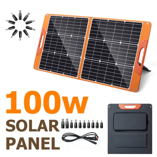 SOLUPUP 100W Folding Portable Solar Panel with EVA Bag for Power Station - 23.5% High Efficiency Charger, DC/XT60/Anderson Cables, QC3.0 USB-A Outputs, IP65 Waterproof for Outdoor Travel Use