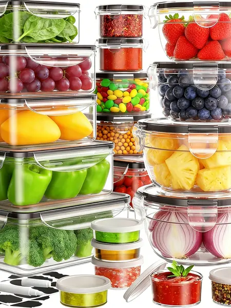 40pcs Airtight Food Storage Set (20 containers & 20 lids) Food Storage Container Organizer Box Leakproof Meal-Prep Containers for Utensils Kitchen Storage Reusable Plastic Microwave/Dishwasher Safe with Labels & Pen,summerwins