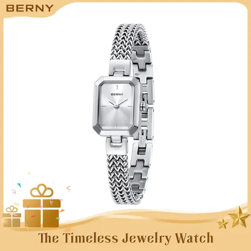 BERNY Silver Watches for Women Dainty Quartz Bracelet Watch All Stainless Steel Ladies Rectangle Mini Wristwatch Small Fashion Waterproof Easy Resize Detachable Bracelet Watch for Women and Love Ones, Jewelry Gift, Sohochic, Fall Fashion