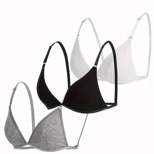 Women's Plain Wireless Triangle Everyday Bra, Adjustable Strap Backless Bralette, Soft Comfortable Lingerie Top for All Seasons