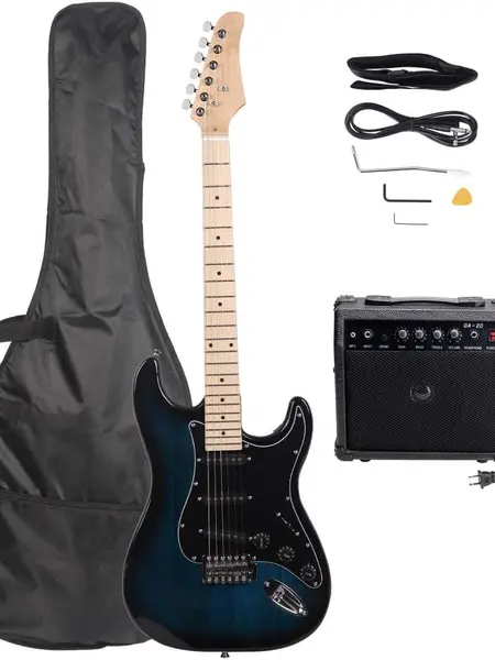 GLARRY Full Size Electric Guitar for Music Lover Beginner with 20W Amp and Accessories Pack Guitar Bag