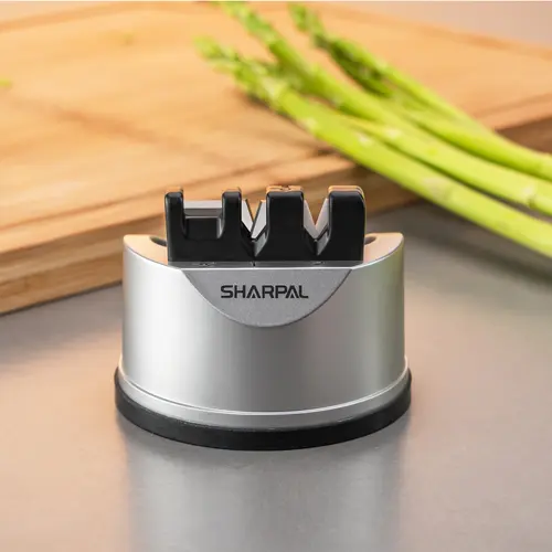 SHARPAL 191H Small Compact Kitchen Knife Sharpener with Strong Suction Cup - Tungsten Carbide Blade Tool for Sharpening Knives, Ceramic Blades, Quick Edge Reset, Portable Cutting Utensils