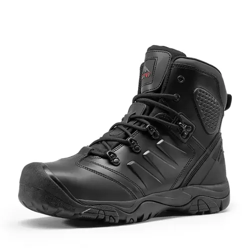 NORTIV8 Men's Waterproof Steel Toe Cap Work Boots Worker Black Boots for Men and work boots for men Footwear Boy Tactical Shoes Closed Walking Shoes