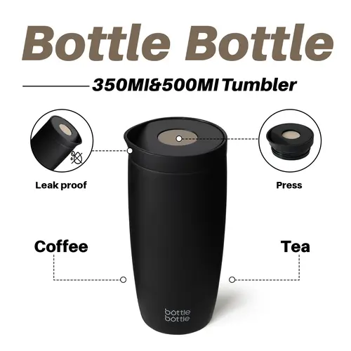 BOTTLE BOTTLE Insulated Coffee Tumbler with Push Button Lid, Leakproof Double-Wall Vacuum Stainless Steel Travel Mug
