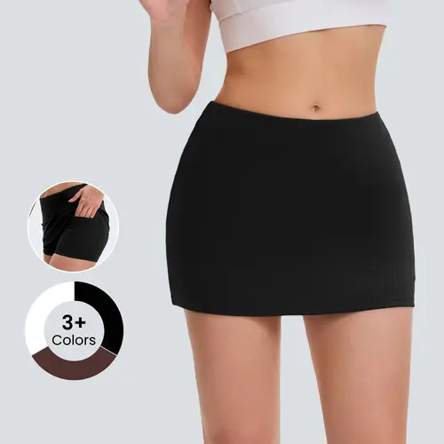 FireSwan Women's Low-Rise Solid Color Activewear Skort - Lightweight, Anti-Exposure, Adjustable, Twirl-Friendly Drape, Move Without Worry, Stays Put, Ideal for Outdoor Tennis & Fitness, Summervibes