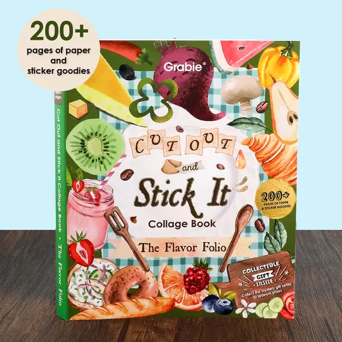 Grabie The Flavor Folio Collage Activity Book - 200+ Pages, Paper, Stickers, Natural Bounty, Sweet Hours, Creative Journey (DealsForYouDays)