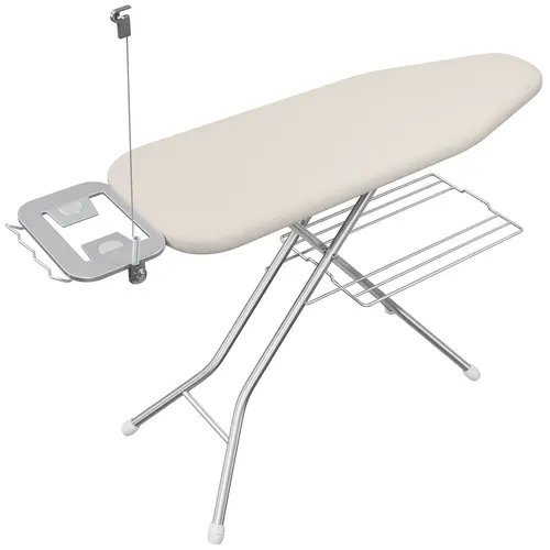 Costoffs Beige Full-Size Foldable Ironing Board - Home Laundry Product with Height Adjustment, 4-Leg Design, 4-Layer Padding, Cord Holder & Clothes Rack for Laundry Rooms, Dorms, Laundry Products,dorm essentials,home essentials