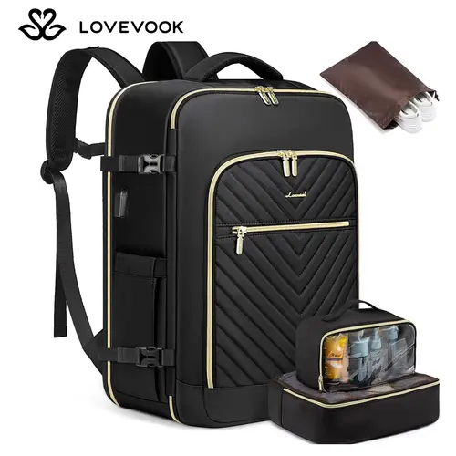 LOVEVOOK Airline Approved Carry-On Travel Backpack with 3 Packing Cubes and Laptop Compartment Carry Luggage - Personal Item Carrybag Travel Bag for Hiking, Overnight and Weekender Trips.