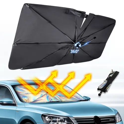 aokway Car Windshield Sun Shade, Universal Sun Visor Protector  Double Thickened, Blocks UV Rays Foldable Keep Car Interior Cool Protected