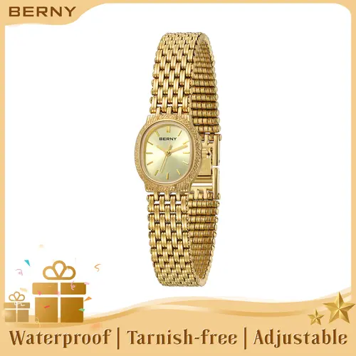 BERNY Gold Watch for Women Vintage Dainty Bracelet Watch All Stainless Steel Ladies Mini Quartz Wristwatch Tiny Fashion 3ATM Waterproof Old Money Reloj Dorado Adjustable Bracelet Tools Included Christmas Gift for Girl, Sohochic, Fall Fashion