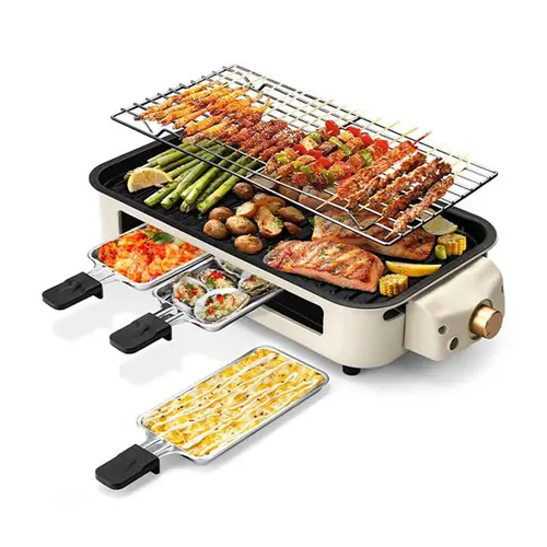 Pukomc Indoor smokeless griddle, removable plate for non-stick cooking, portable electric Korean BBQ grill with temperature control, dishwasher safe