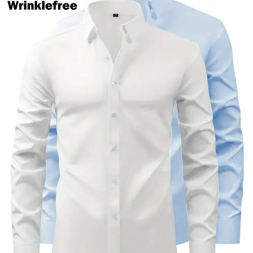 Veiskor Men's 2-Pack Bamboo Fiber Light Luxury Classic Dress Shirt - Non-Iron, Ice Silk Smooth Long Sleeve Tops, Basic Chic for Office to Dinner, Classic Dress Shirts, Business Wear