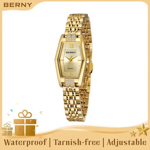BERNY Gold Watches for Women Dainty Ladies Quartz  Bracelet Wristwatch All Stainless Steel Fashion Analog Waterproof Luxury Gold Watches for Women Bracelet Tools Included, Reloj de Mujer, Gift for Mom Wife Girl, Sohochic, Fall Fashion