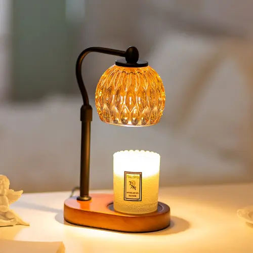 Dimmable Candle Warmer Lamp with Timer - Adjustable Height Electric Melter, 2 Bulbs, Aroma Holder for Woody Scented Candles, Women's Gift, Decoration, Room & House Decor, Candle Stand, Aroma Candle, Room Decor