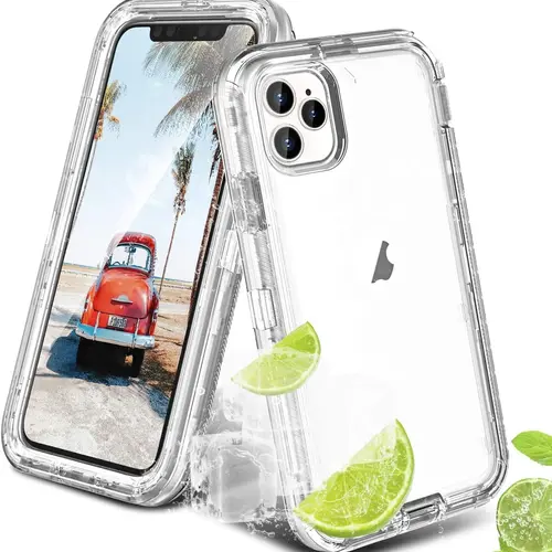 Heavy Duty 3-in-1 Shockproof Crystal Smartphone Case, Military-Grade Rugged Protector for iPhone 17 Air/16/15/14 Plus/13 Mini/12/11 Pro Max, Handheld Mobile Phone Accessories