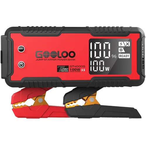 GOOLOO GT4000S Automotive Portable Jump Starter - 4000A Output, 100W 2-Way Fast Charge, Vehicle Car Battery Charger Booster Pack, Car Accessories for 10L Compression-Ignition & 12L Spark-Ignition Engines, Father's Day Gift