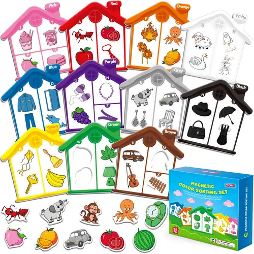 Torlam Magnetic Color Sorting Alphabet Toy - Kids Learning Tool, Color-Shape Matching Game with Alphabet Practice, Kids Learning Materials, Magnetic Fridge Use & Whiteboard Ready Educational Language Toy