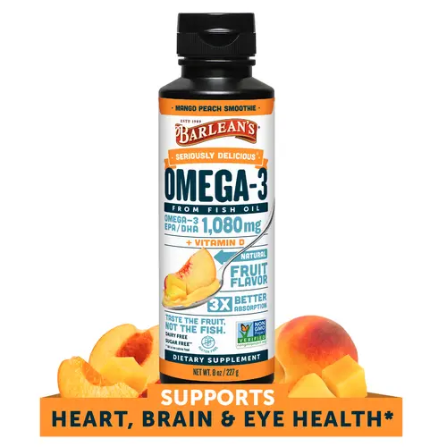 Barlean's Seriously Delicious Omega 3 Fish Oil Supplement for Brain, Joint, & Heart Health