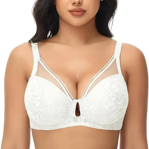 FallSweet Lace Push Up Bras for Women Underwire Padded Add one Cup Bra in Lace Sexy Brassiere Fit Mesh