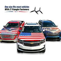 American Flag Car Hood Cover With Dual Triangle Clips Fits Trucks SUVs Sedans Jeep Commemorative Edition for Memorial Day Independence Day Celebrating 4th of July - Vehicle Exterior Decoration Sticker For Cars Stylish Car Merch