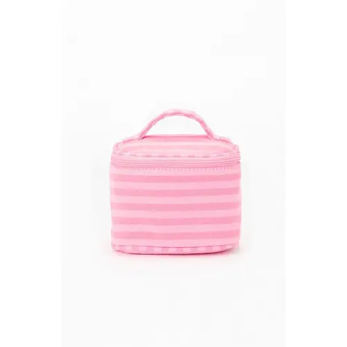 John Galt Women's Pink Striped Makeup Bag