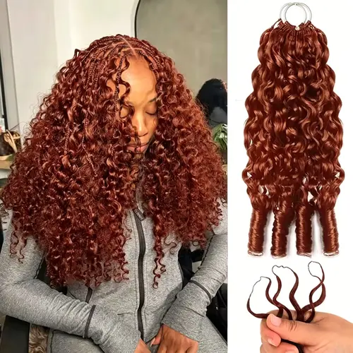 Reddish Brown Color Burmese Curly Crochet Hair Human Hair Extensions Miracle Knots Pre-Separated 50g/Pack (32-38 Strands Per Pack）– Knotless Boho Braids, 4-5 Packs for Full Head, Multiple Curly & Wave Textures Protective Hairstyles For Women sohochic