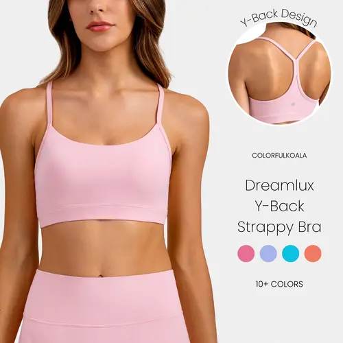 Colorfulkoala Women's Dreamlux Y-Back Yoga Bra Low Impact Workout Tops with Removable Cups,travel essentials,camping essentials